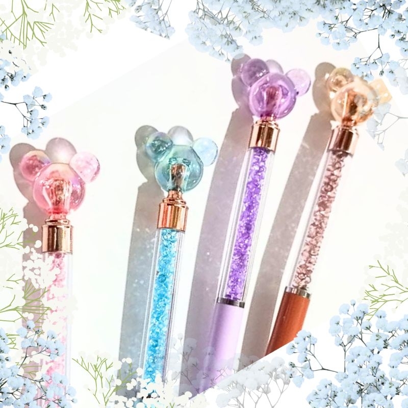 

pulpen putar glitter kepala karakter kaca