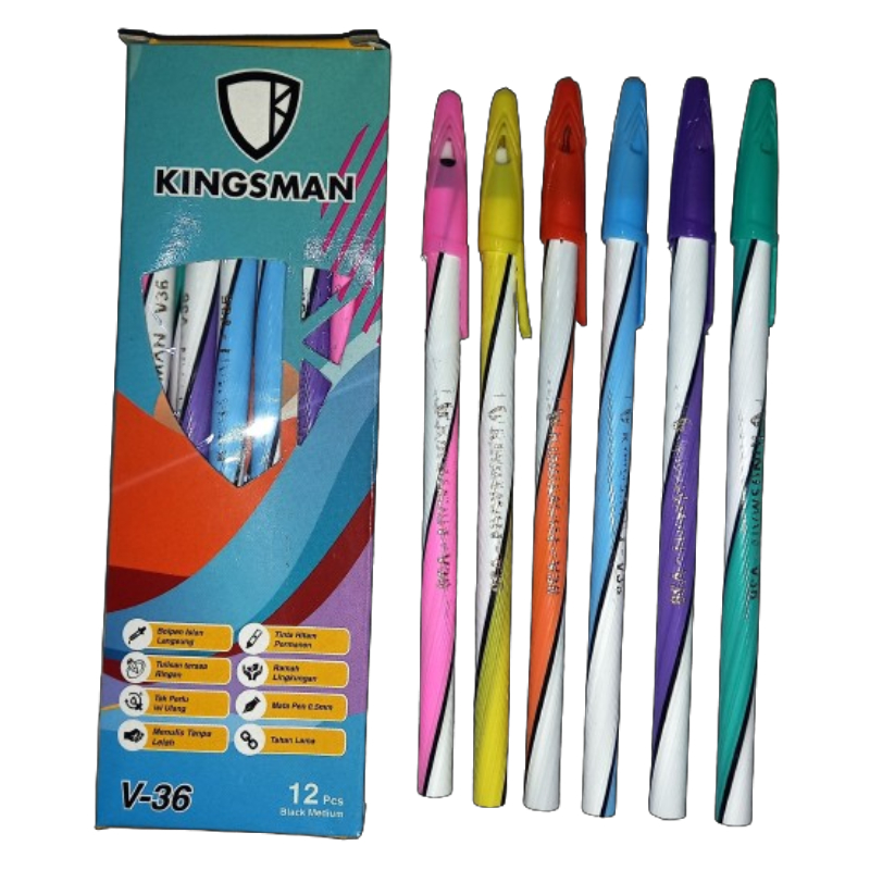 

1 Pack Bolpen KINGSMAN V-36 isi 12 | Ballpoint | Pulpen Ulir | Pulpen Lilin Murah