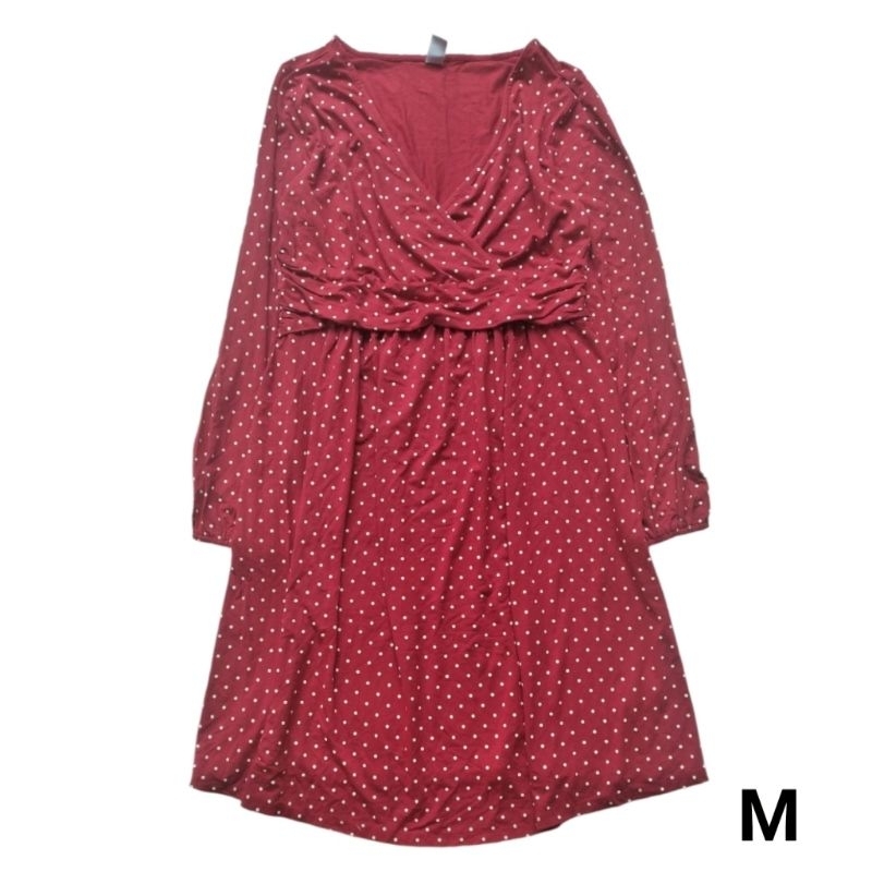 Dress tunik dewasa wanita Old Navy M merah polkadot