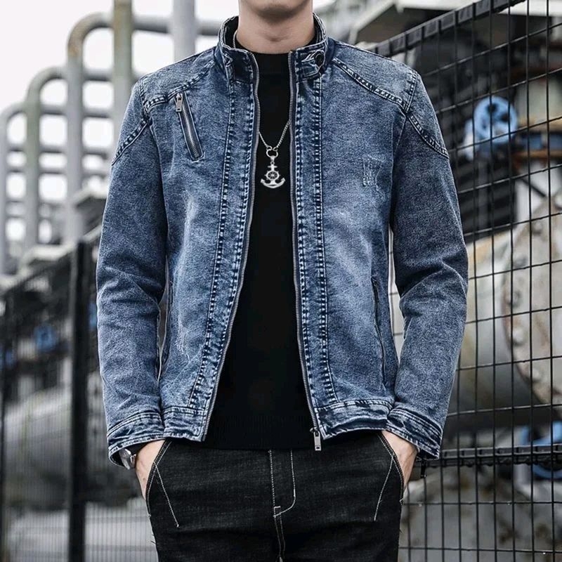 JAKER DENIM RIDER BIRU KERAH SANGHAI PRIA COWOK KEREN