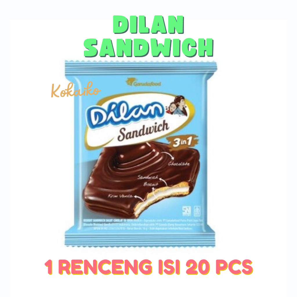 

Dilan Sandwich 1 Renceng isi 20 pcs @16gr - Biskuit Cokelat