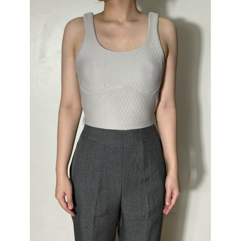 PRELOVED GREY Emboss BUSTIER TOP Dear Daphne