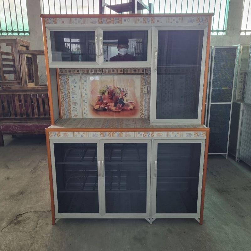 Rak Piring 3 Pintu Aluminium Kaca Riben Jumbo