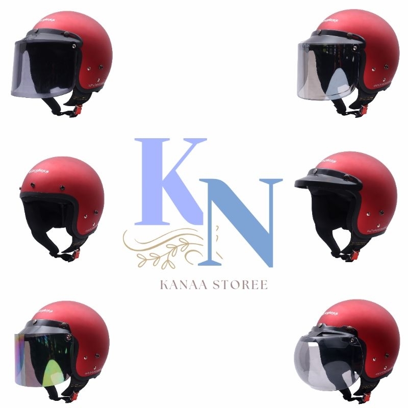 HELM CARGLOSS SNI MAROON DOP LIST HITAM