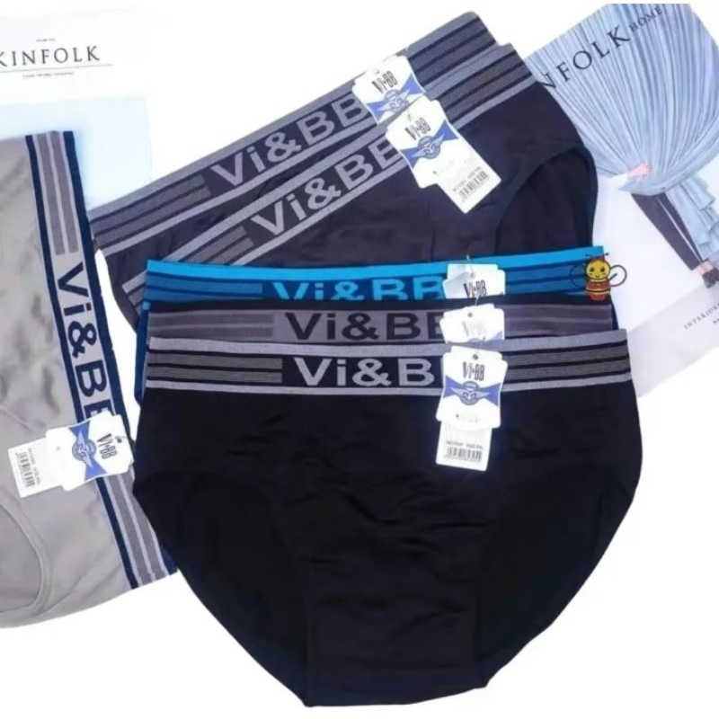 12pcs Celana dalam Vi&bb segitiga / Cd pria VIBB brief / Celana dalam pria seamless vibb