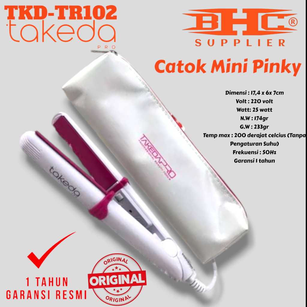 TKD-TR102 Mini Pinky Takeda Pro Catokan Rambut Original Pelurus Rambut Nano Red Catok Garansi Resmi 