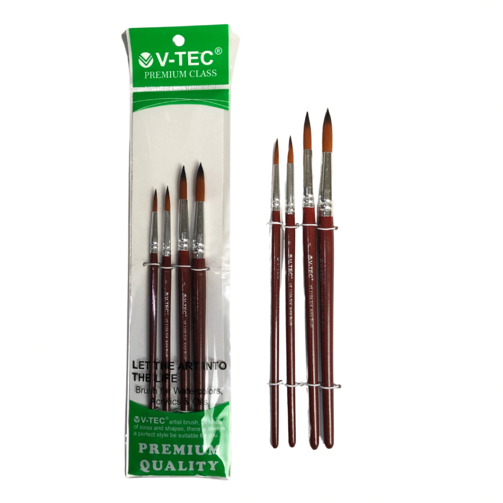 

Kuas Lukis V-TEC VT1106 Brush Premium Class Set 4 Dengan Berbagai Ukuran Kuas Lukis Round Set 4