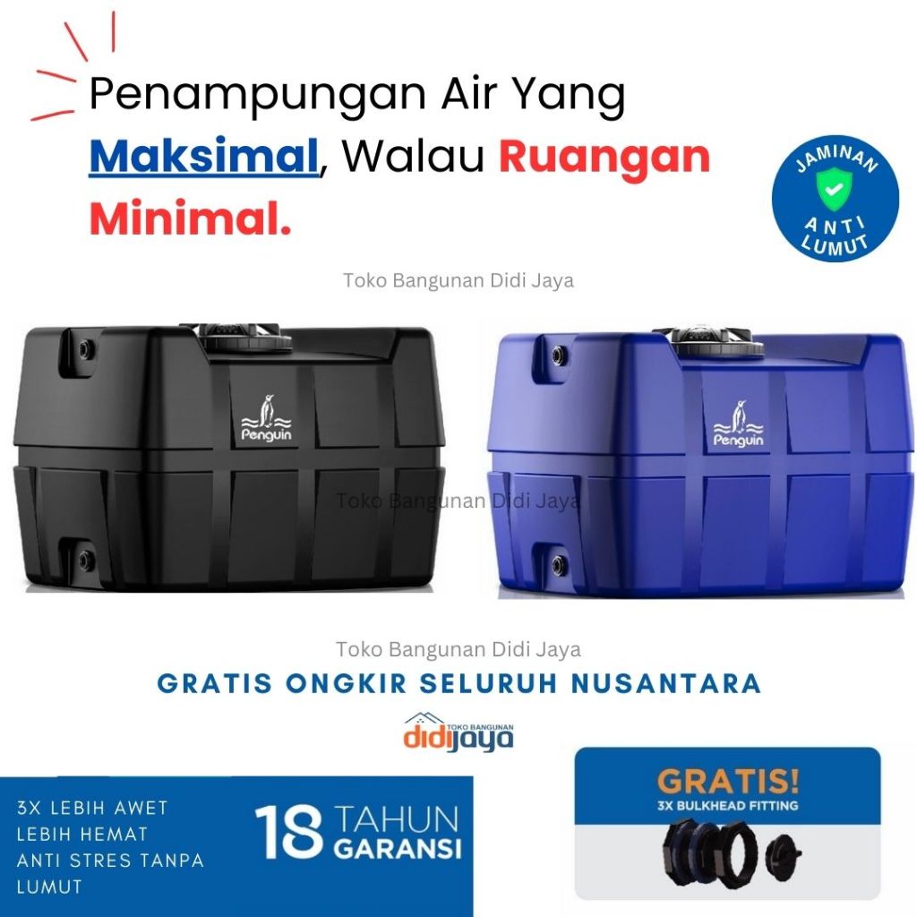 Tandon Air Kotak Kubik Penguin TE 100 1000 Liter | Toren Air | Tangki Air Tanam Penguin