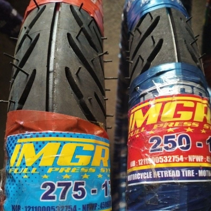 TERLARIS TERMURAH,,BAN LUAR FULL PRESS MGR,,DEPAN BELAKANG 250-17,275-17,, KUALITAS TERJAMIN FULL PR