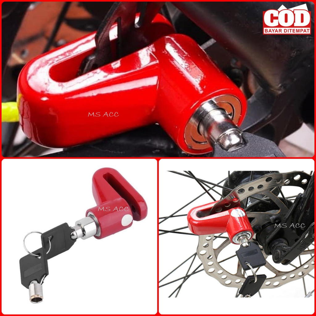 Gembok Cakram Motor Paling Kuat Anti Maling Bahan Solid Warna Acak Aksesoris Pengaman