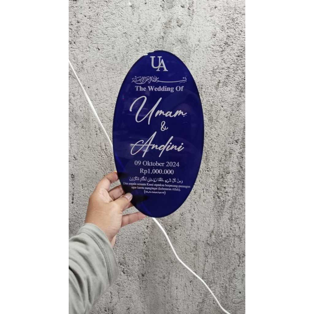 Mahar Akrilik Bentuk Elips / Dekorasi Mahar / Isian Dekorasi Mahar