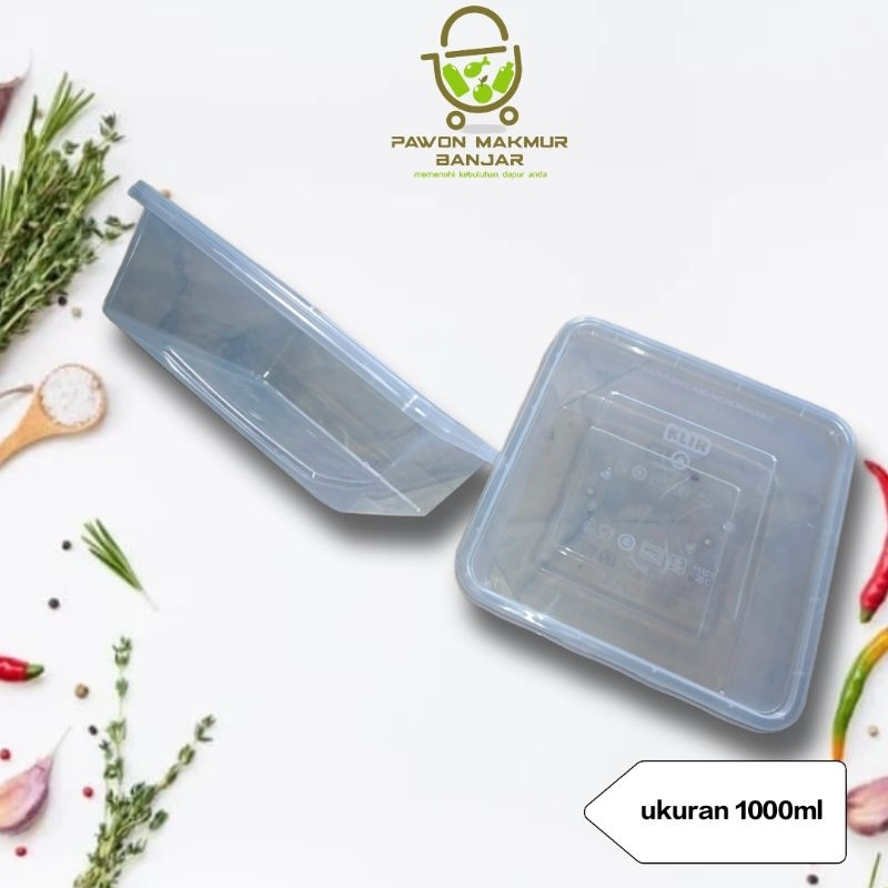 BOKS PLASTIK / BOKS MAKANAN MEREK KLIR PER BOKS UKURAN 750ml - 1000ml