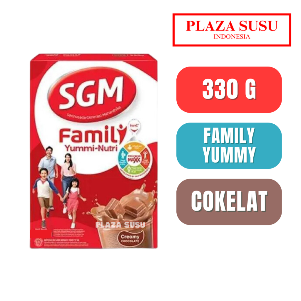 

SGM FAMILY YUMMI NUTRI CREAMY CHOCOLATE SUSU KELUARGA 330 G RASA COKLAT YUMMY