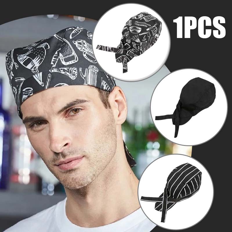 Bandana Chef/Topi Kitchen Hitam/Topi Chef Ikat/Topi Masak Koki/Topi Chef Priatopi Chef Jepang