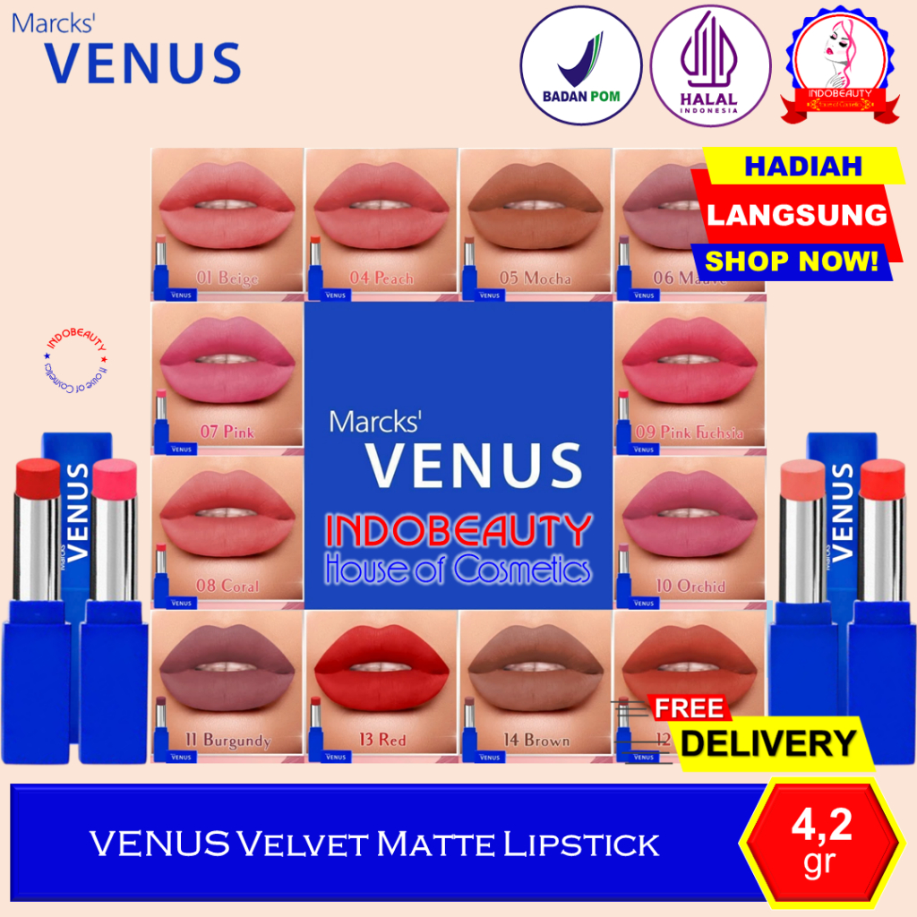 MARCKS VENUS Velvet Matte Lipstick Lipstik Lip Color
