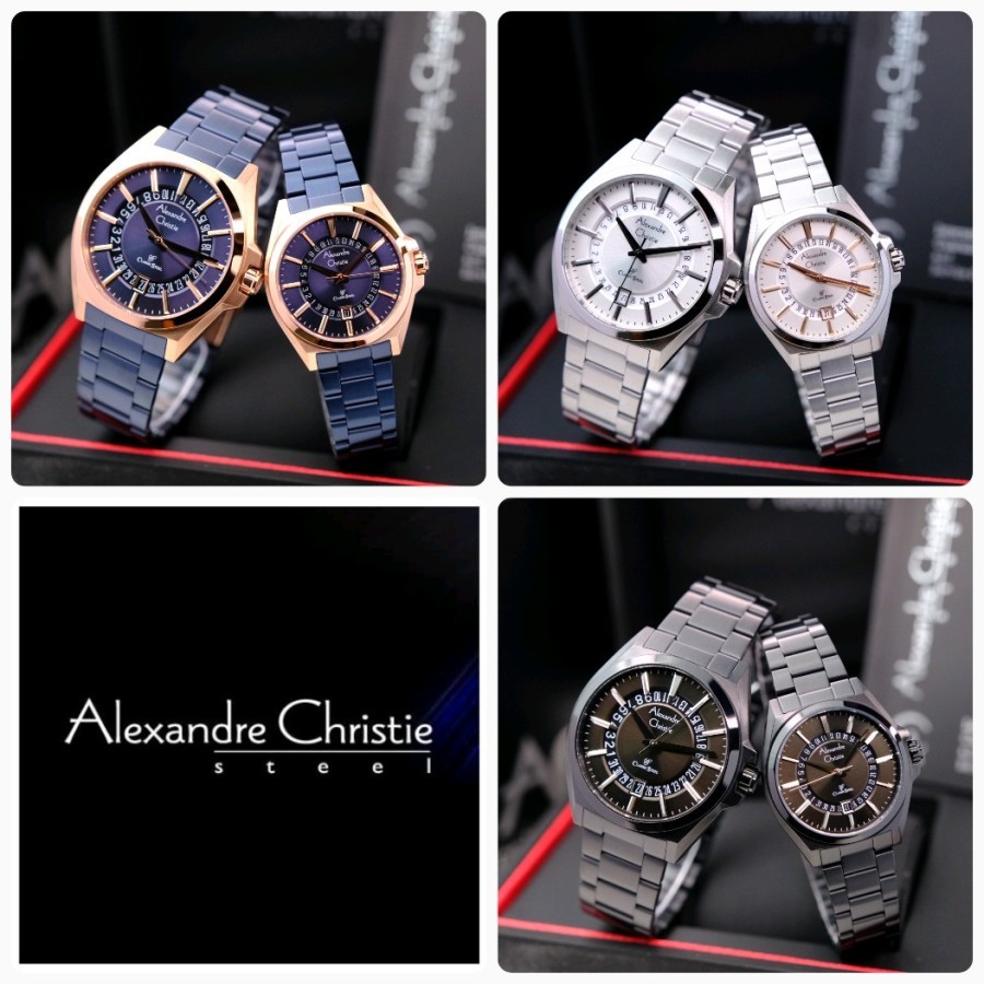 JAM TANGAN COUPLE ALEXANDRE CHRISTIE AC 8688 AC8688 STAINLEESS ORIGINA