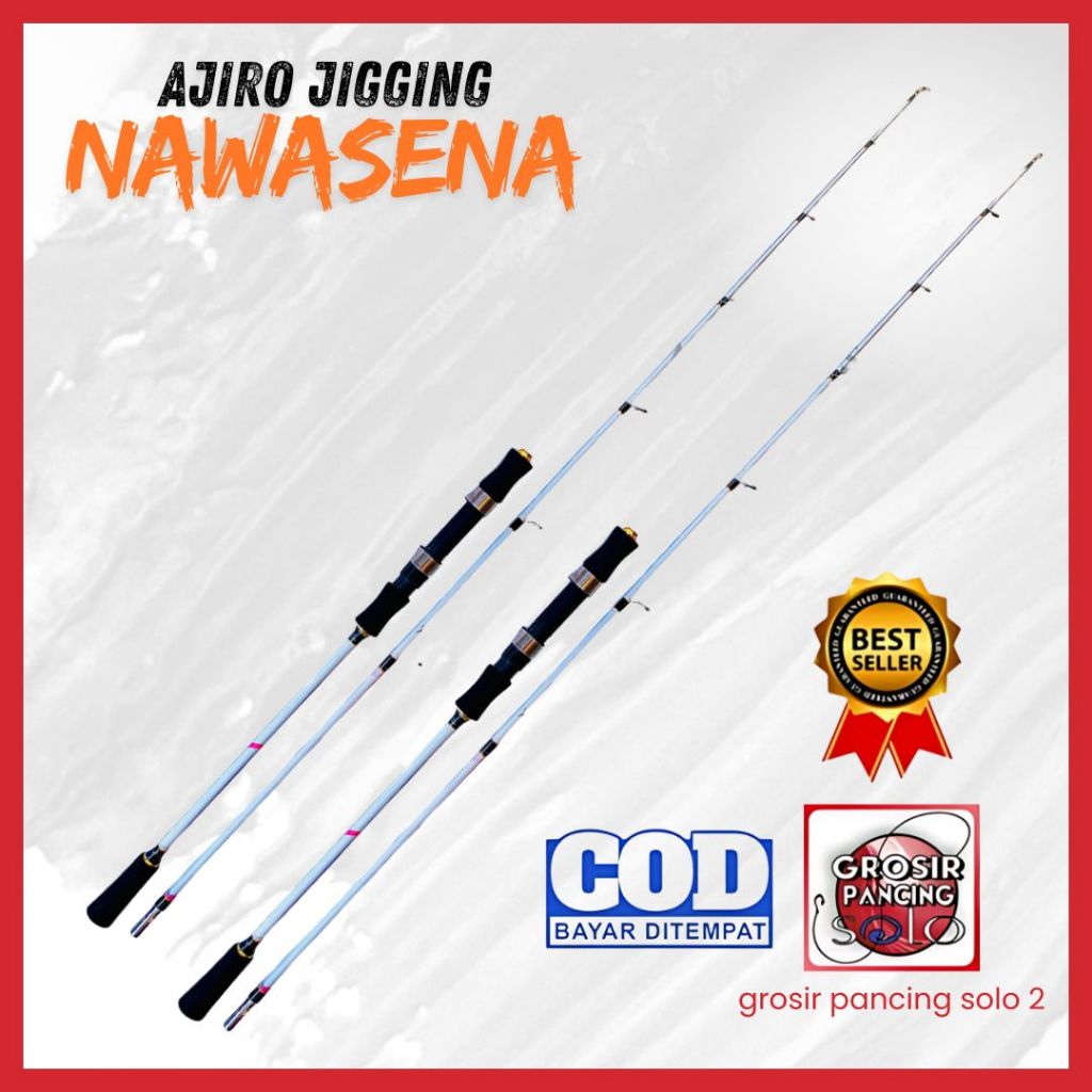Joran pancing Laut warna putih Ajiro Jigging Nawasena fiber solid padat medium kaku Murah COD