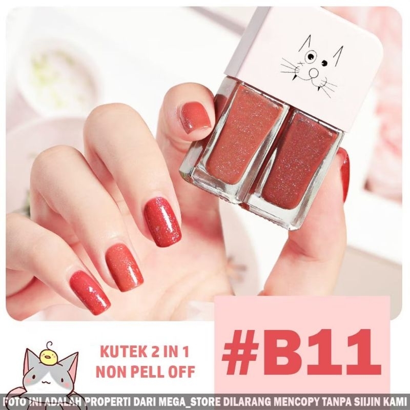 Kutex Korea 2in1 Warna Warni Gliter 2 Warna Non Peel Off