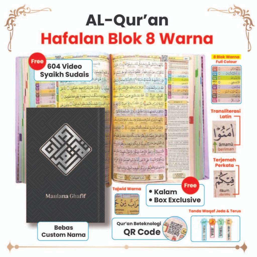 - Al Quran Hafazan Perkata Latin A5, Custom Nama di Cover, Hafalan Mudah dengan 8 Blok Warna.PART 6