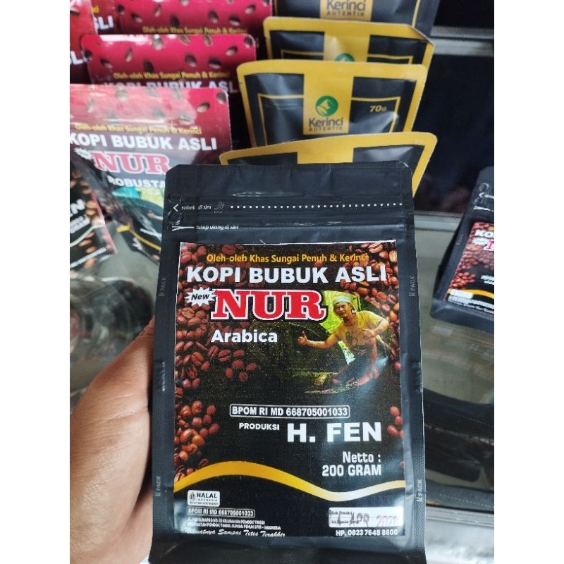 

Kopi Nur H. Fen Arabika 200 gram kopi murni oleh-oleh khas kerinci kopi kerinci legendaris