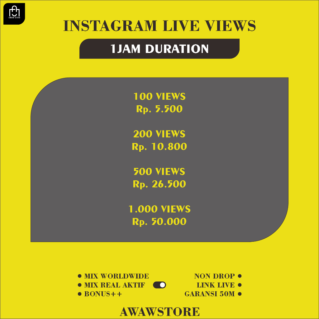 Instagram Live Views Penonton Live IG 1Jam