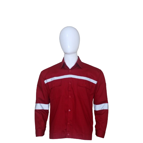 Baju Safety Lengan Panjang Merah / Baju Safety Proyek / Wearpack Safety Murah