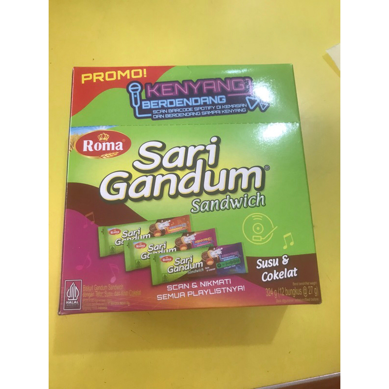 

Roma Sari Gandum Sandwich Susu & Cokelat - Netto 12 pcs x 27g