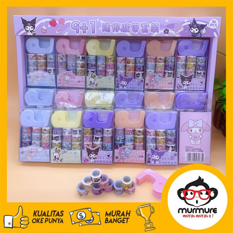 

MURMURE I 9 IN 1 SELOTIP KUROMI SANRIO UNICORN + ALAT DISPENSER MINI MAINAN SOLATIP ISOLASI GLITTER