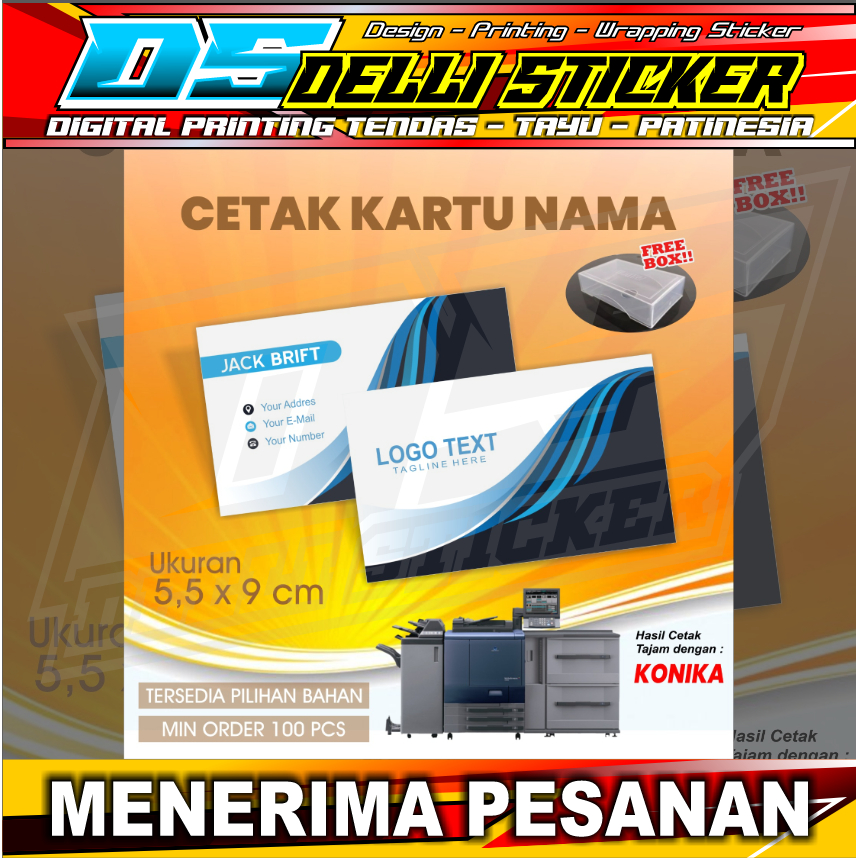 

Kartu Nama Ukuran 9x5,5cm - Bahan Premium Art Carton - Busines Art/Kartu Nama 100pcs + Free Boxs