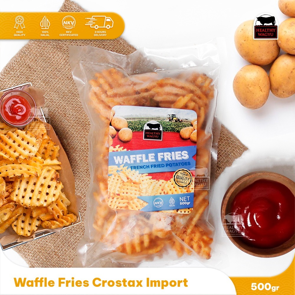 

Waffle Fries Crosstrax Kentang Goreng Waffle Premium 500 Gram Healthy Wagyu