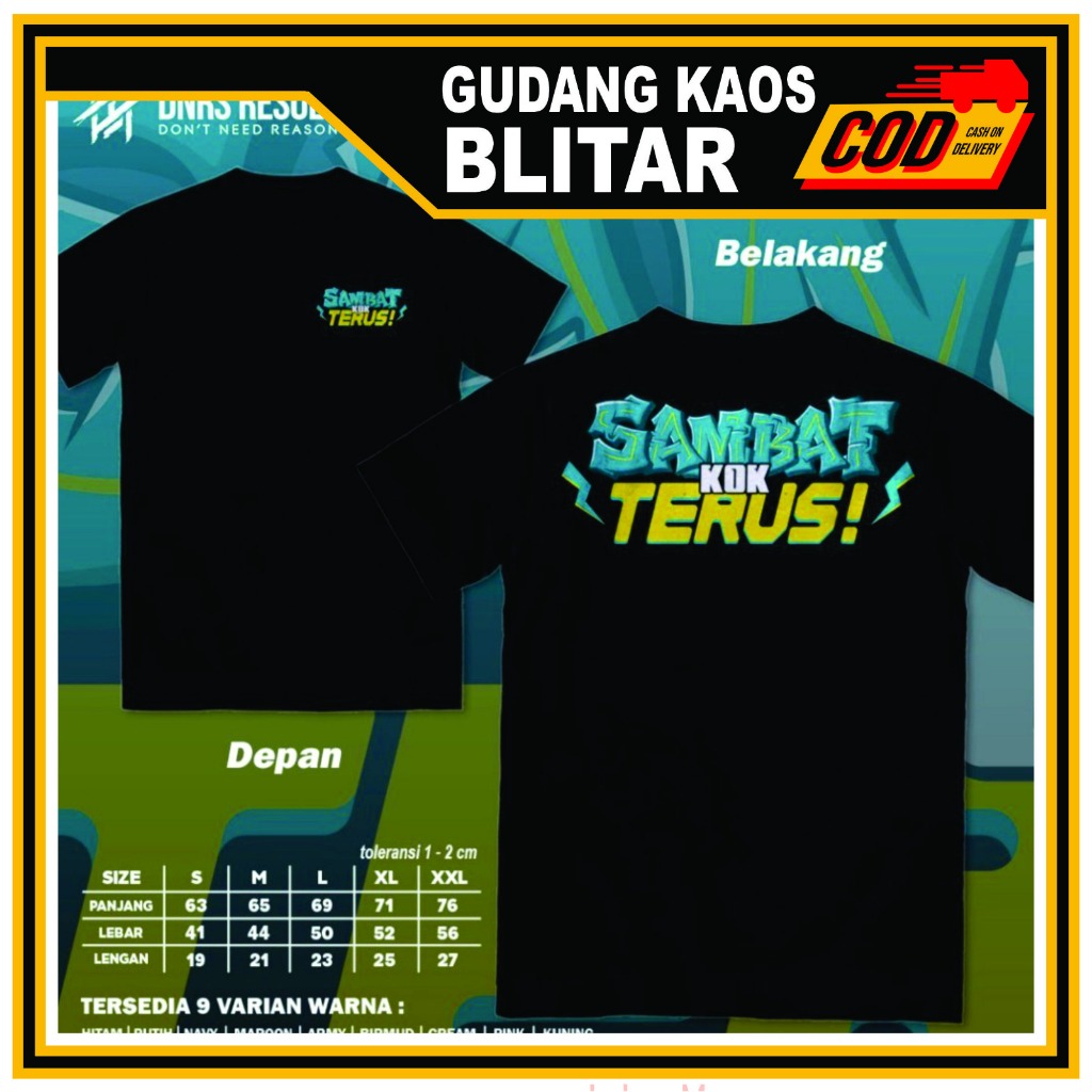 Tshirt Bahan Katun Ukuran Jumbo Baju Design Sindiran SAMBAT TERUS Atasan Pria Wanita Lengan pendek F