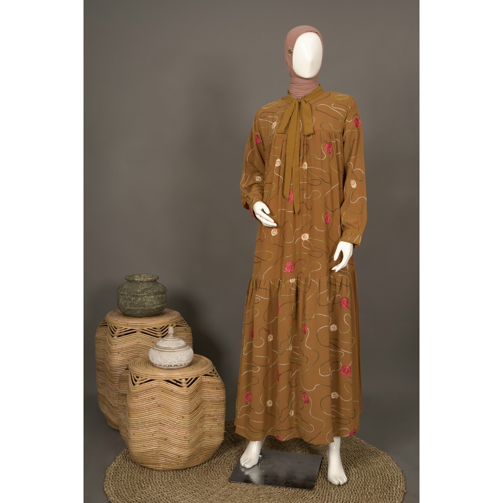 LUHANA - Baju Gamis Wanita / Marisa Dress bahan Inayah Mix Lace Vintage