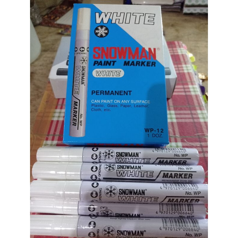 

spidol putih, silver, gold merek snowman/spidol paint marker merek snow man wrn putih, gold, silver