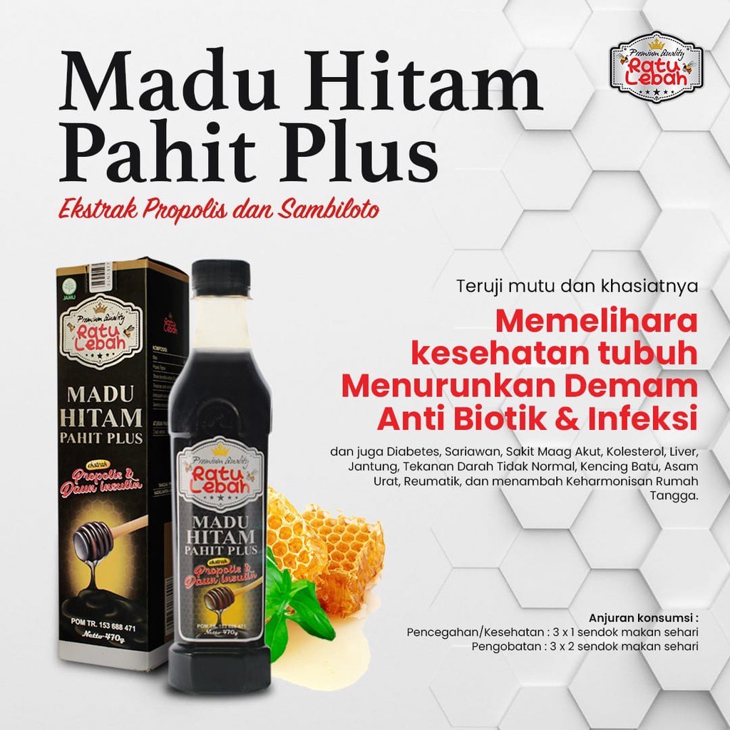 

Madu Hitam Pahit Ratu Lebah Plus Propolis 470ML