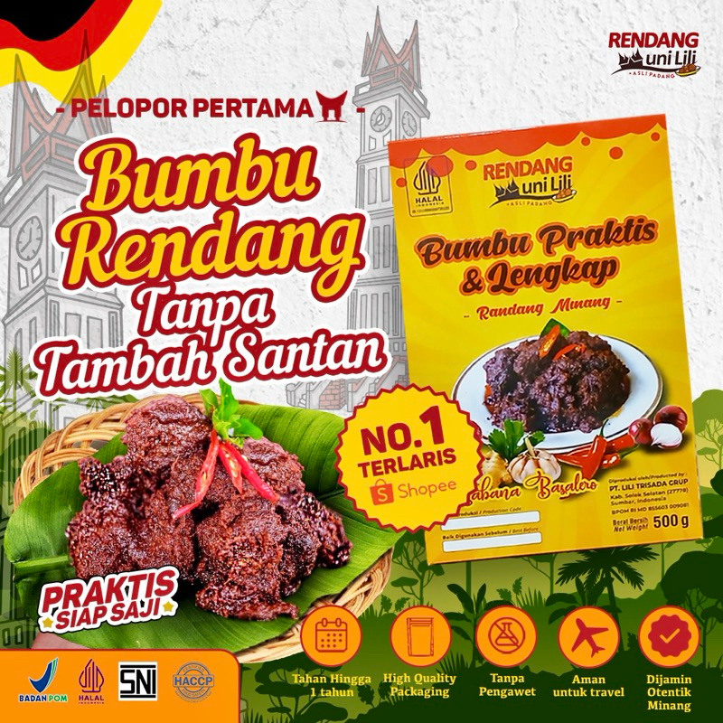 

Bumbu Rendang Instan TANPA TAMBAH SANTAN - Rendang UNI LILI Praktis & Lengkap utk 1 KG Daging