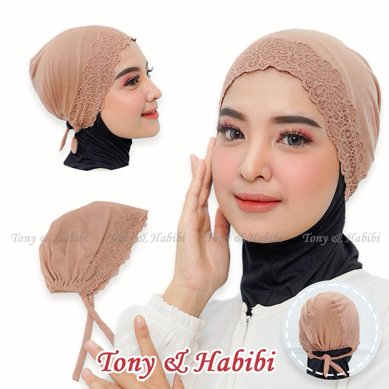 Ciput kaus renda tali,inner renda,inner turki,inner hijab inner basic turky
