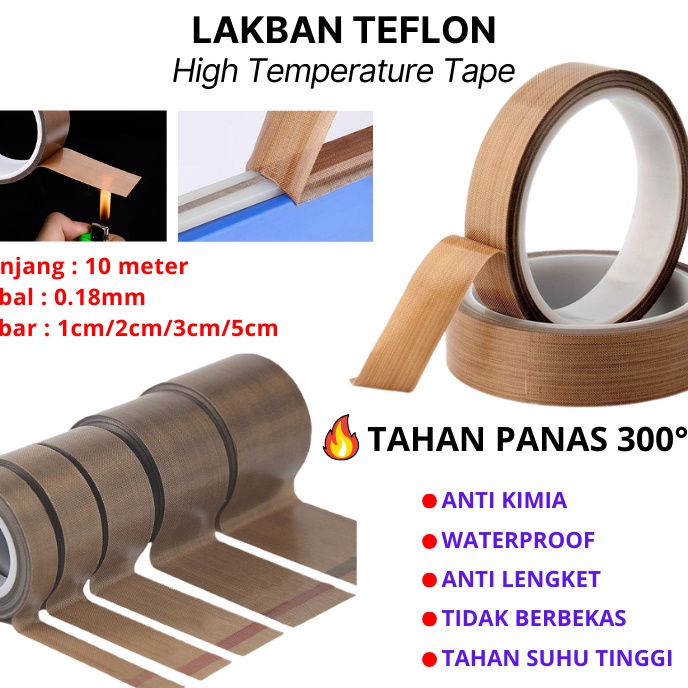 FG2 Lakban Isolasi Tahan Panas 3C Teflon Tape PTFE Coklat Selotip Kertas High Temperature