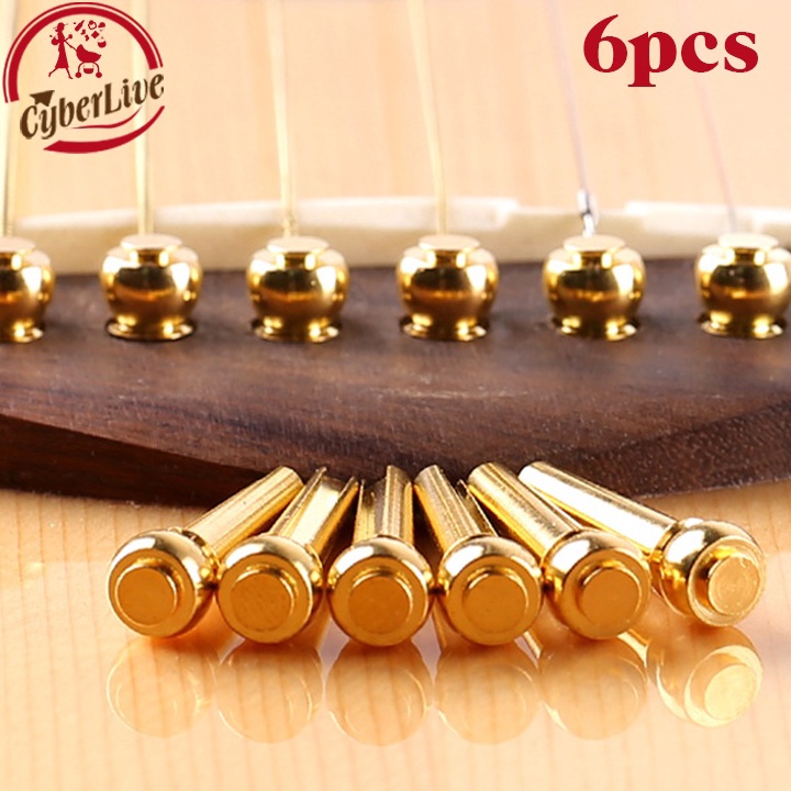 SUPER BIG SALE 6pcs Bridge Gitar Akustik Bahan Tembaga Pin Bridge Gitar Logam