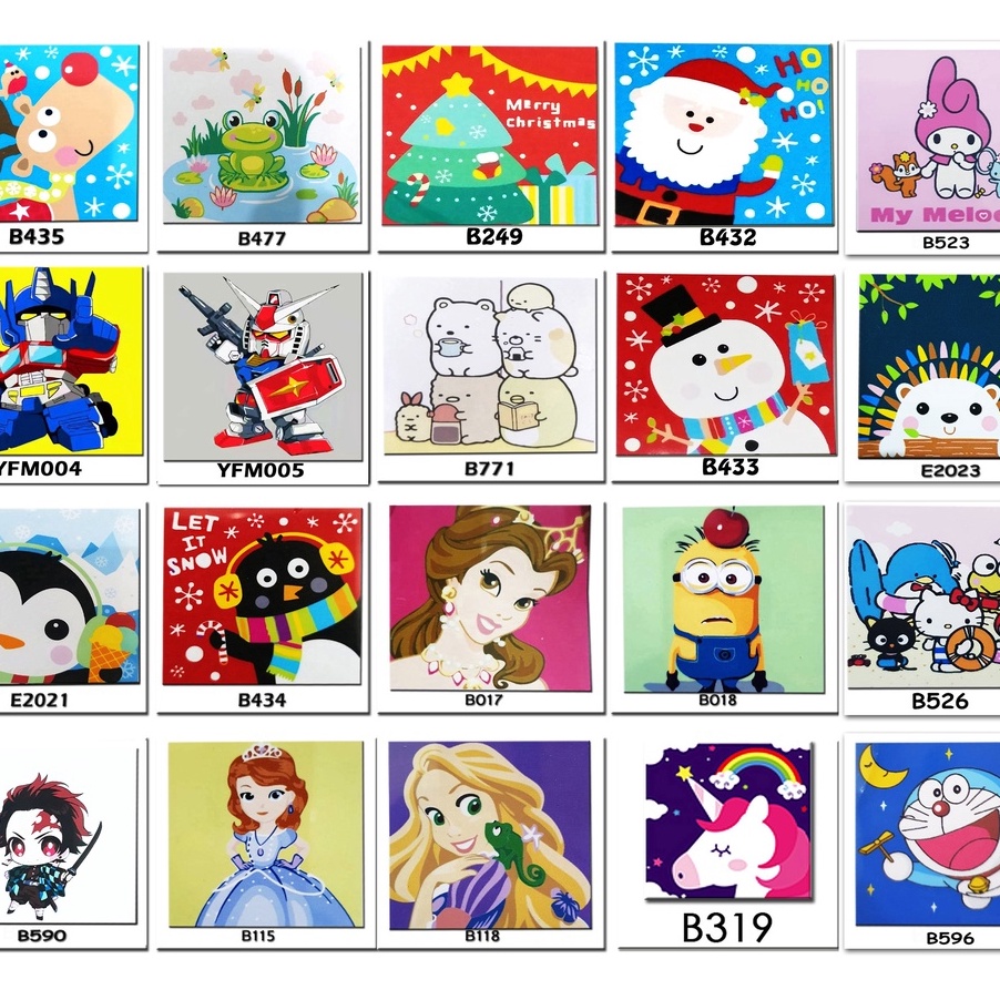 

LUAR BIASA WPSBGS KARAKTER CHRISTMAS SUMIKKO GURASHI SNOW FLAKE PINGUIN PRINCESS UNICORN KARTUN PAINT BY NUMBER PAINTING BY NUMBERS DIY COLORING KIDS MELUKIS KANVAS ANAK