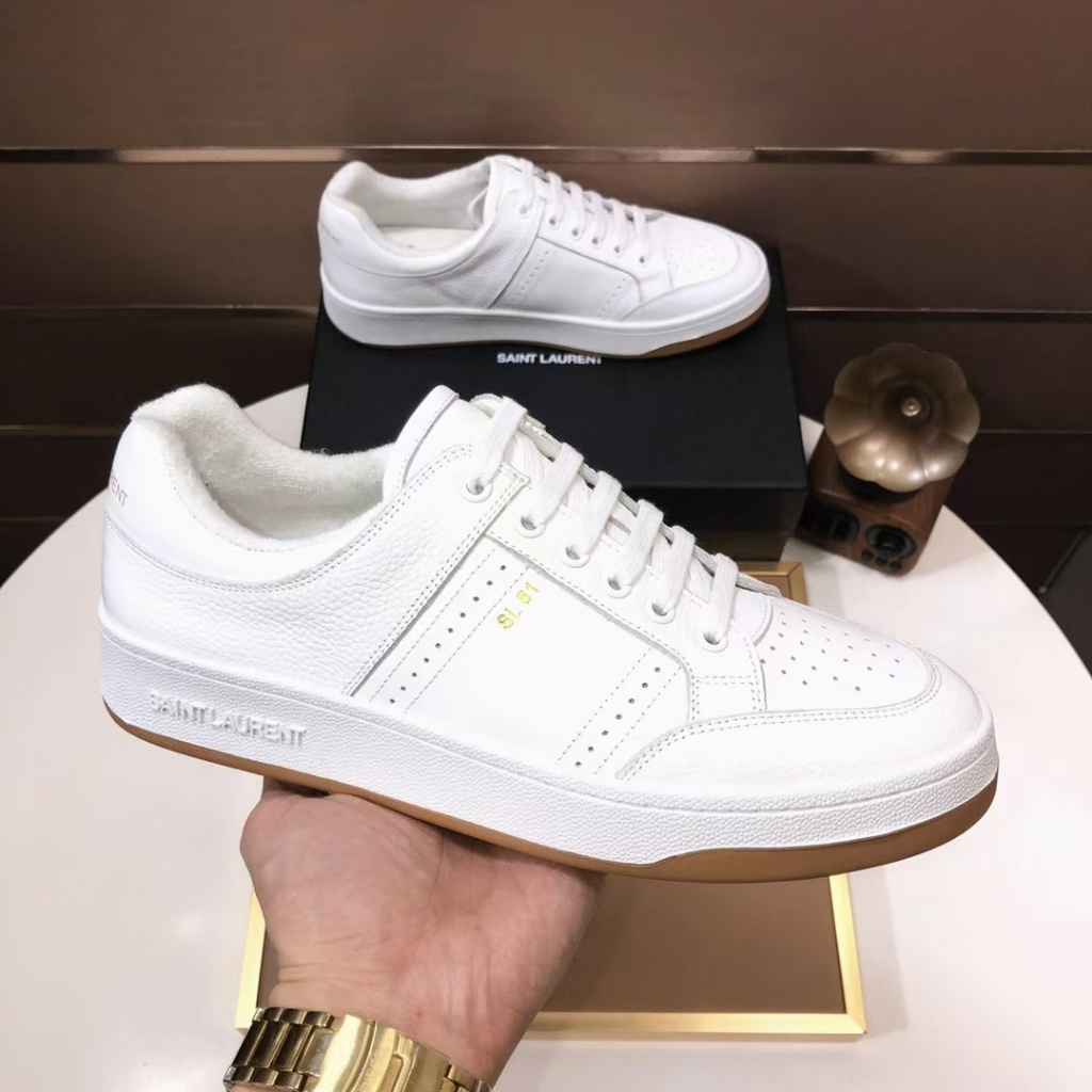 SAINT LAURENT Leather Casual Shoes for Men, Breathable Sports Shoes