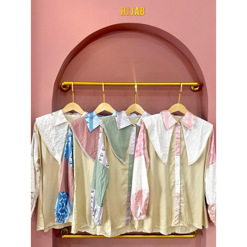 ALIN FLOWY TOP - ATASAN KEMEJA WANITA KERAH ALA KOREA - ATASAN WARNA WARNI - BLOUSE WANITA KOREA