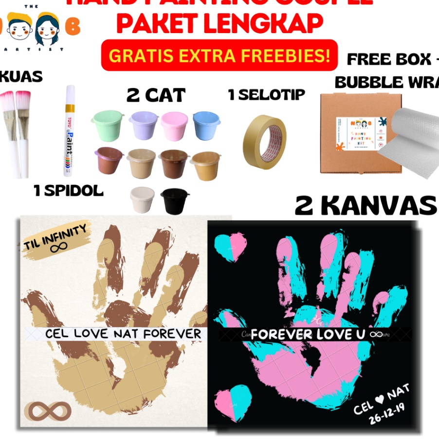 

NEW VARIAN Hand Painting Kit Canvas By The Noob Artist Kanvas Cap Tangan Couple Canvas 2x2 cm Kanvas Lukis Tangan Couple