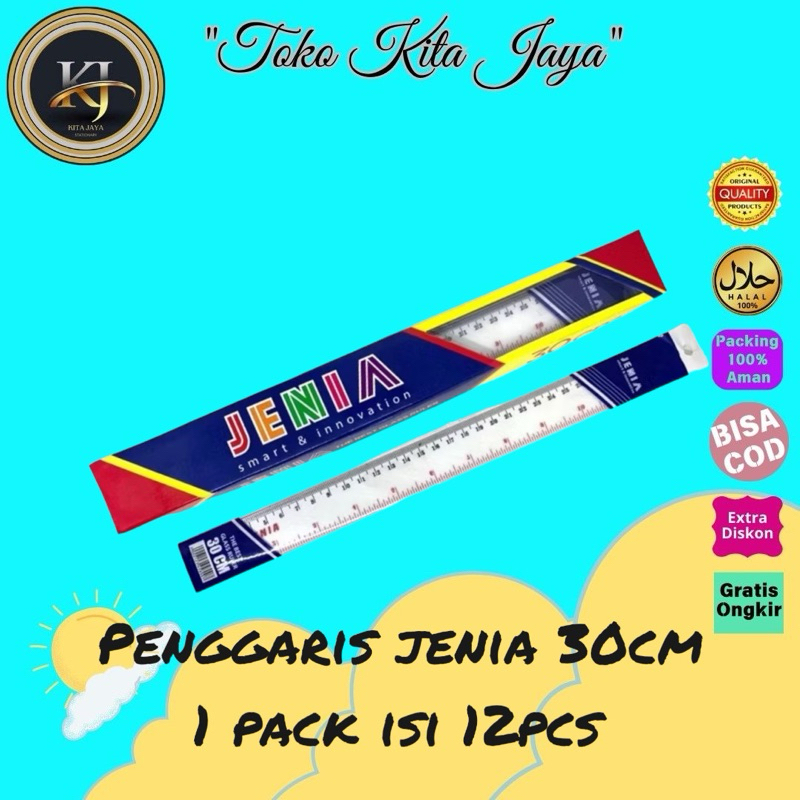 

Penggaris plastik jenia 30cm 1pack (isi 12)