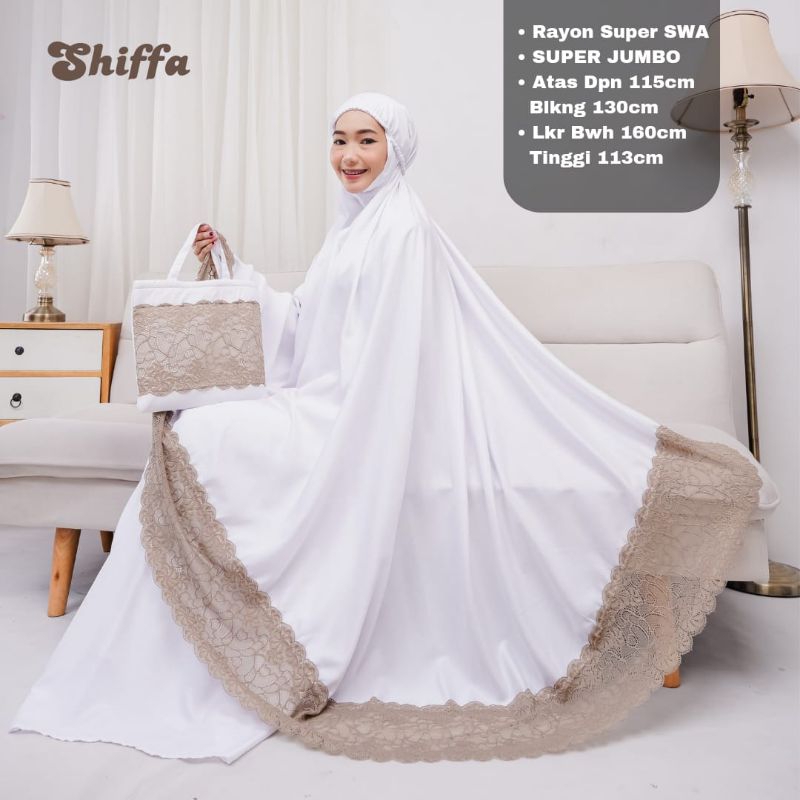 Mukena Polos Putih Rayon Premium Renda Import  Mukena Umroh Jumbo