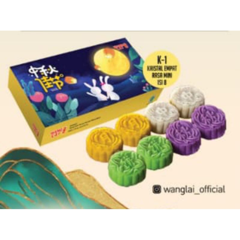 

MoonCake Kue Bulan Kristal dan Empat Rasa Mini 8 Pcs WANG LAI