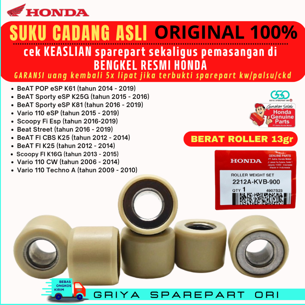 Roller Vario 110 CW Original Honda Vario 110 techno Roller 13 gram Beat FI Ori AHM Roller Beat stree