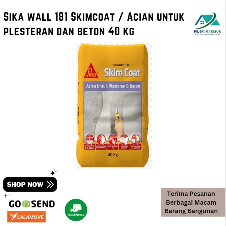 Sika wall 181 Skimcoat / Acian untuk plesteran dan beton 40 kg