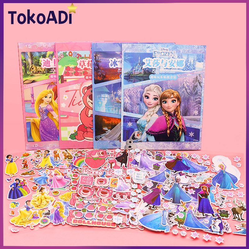 

3D Buku Mainan Busy Book Quiet Book Dress Up Disney Princess Elsa Frozen Sticker Book Besar
