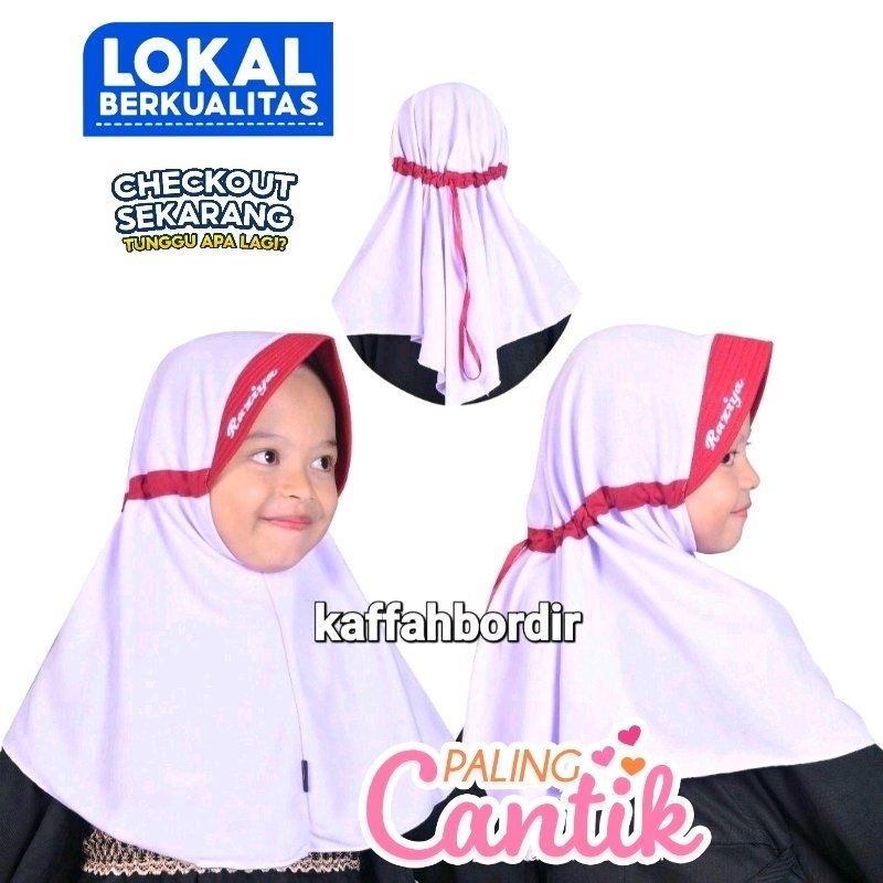 Jilbab Hijab Kerudung Anak Sekolah SD TK PAUD Riquest Bordir Nama