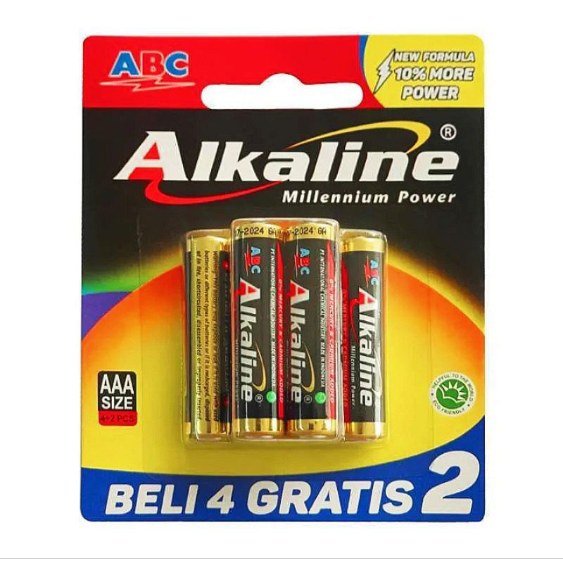 ABC - Baterai ABC Alkaline Hitam AA / AAA 4+2 per pak